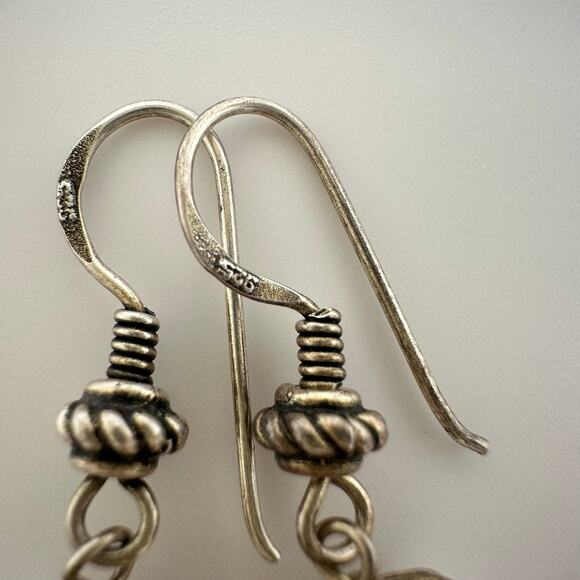 925 sterling silver genuine white freshwater pearls hook dangle drop earrings - Picture 6 of 8